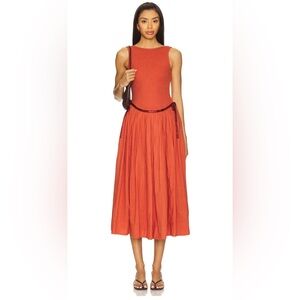 Free People $168 Nightingale Solid Midi Dress in Rose Sienna